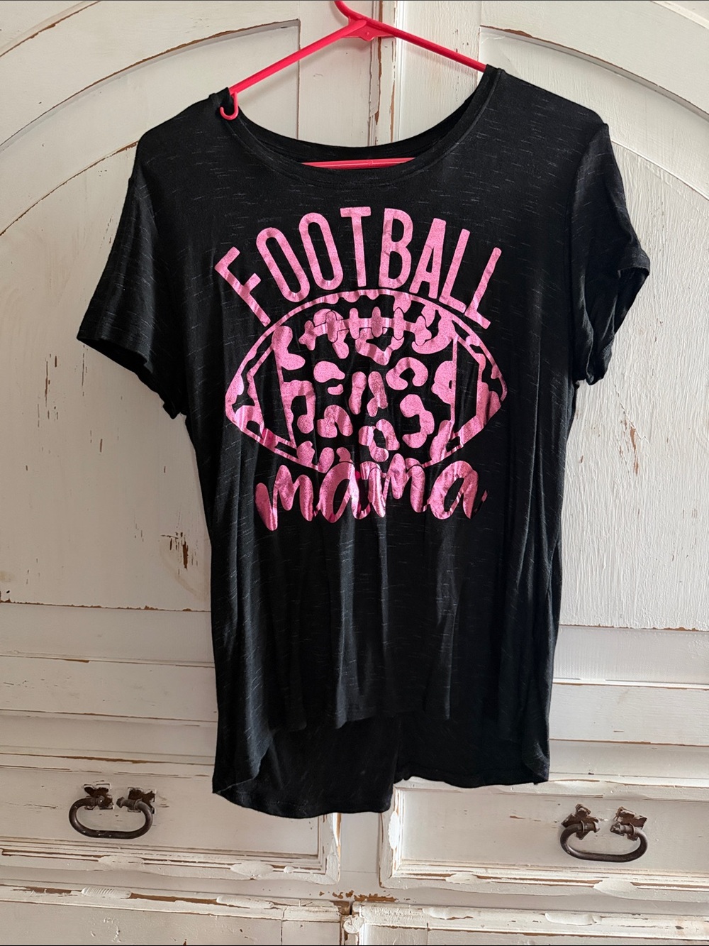 Black "Football Mama" Graphic Tee with Pink Print - women’s